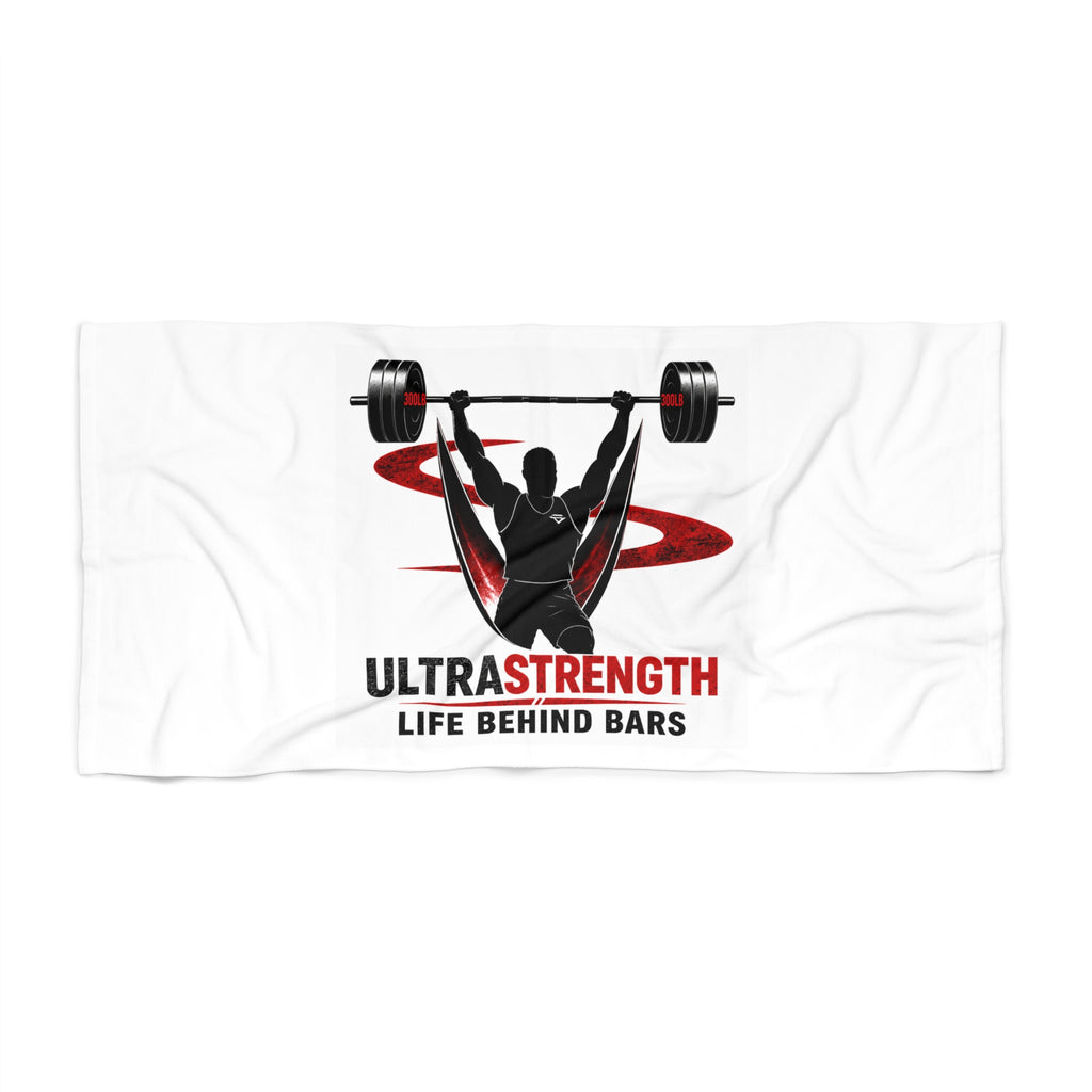 Beach Towel — UltraStrength “Life Behind Bars” Weightlifting Design