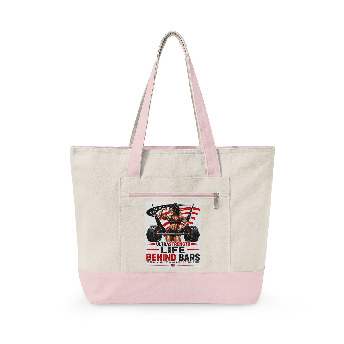 Canvas Tote Bag — “Life Behind Bars” Biker American Flag Design