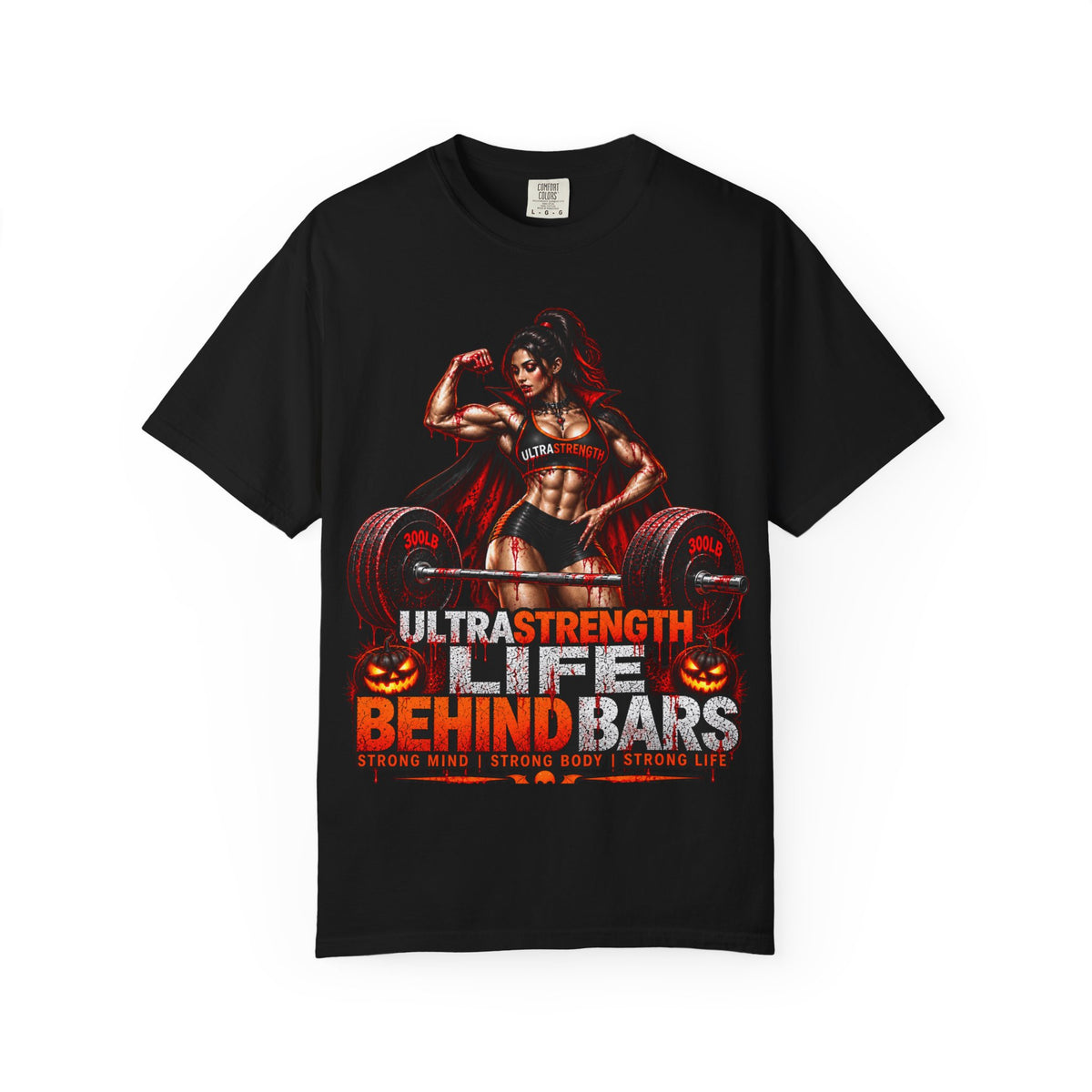 Weightlifting T-Shirt — "Life Behind Bars" Ultra Strength Gym Tee Halloween