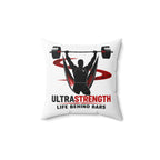 Fitness Pillow — "Ultra Strength: Life Behind Bars" Weightlifting Throw Pillow