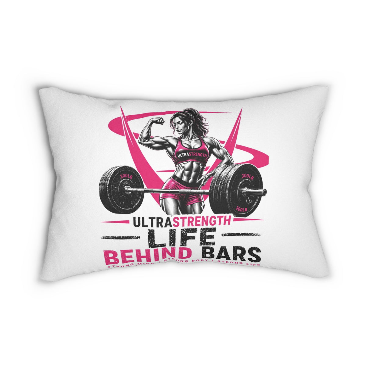 Fitness Barbell Lumbar Pillow — “Life Behind Bars” Strength Training Decor