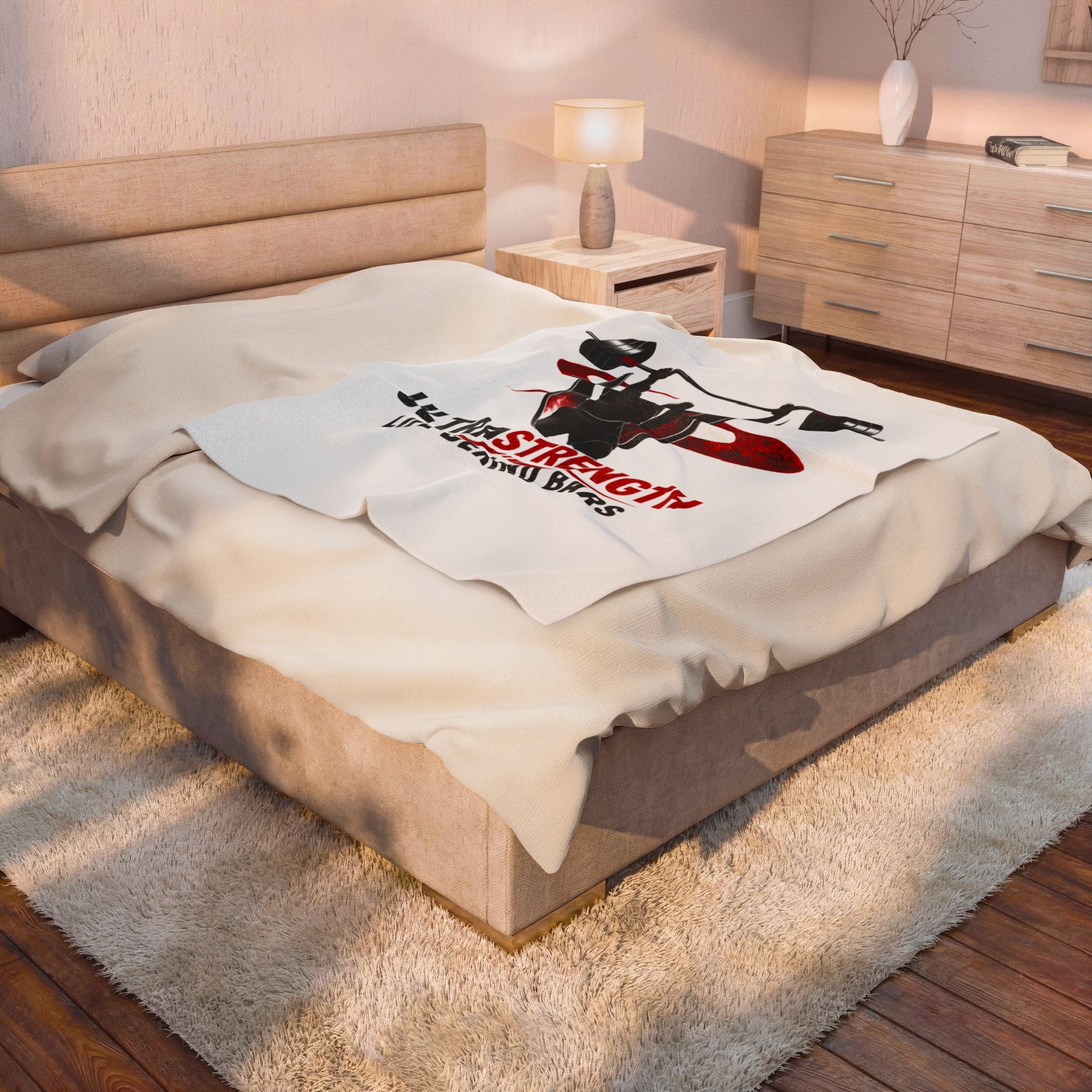 Ultrastrength "Life Behind Bars" Velveteen Plush Blanket - Weightlifting Barbell Gift