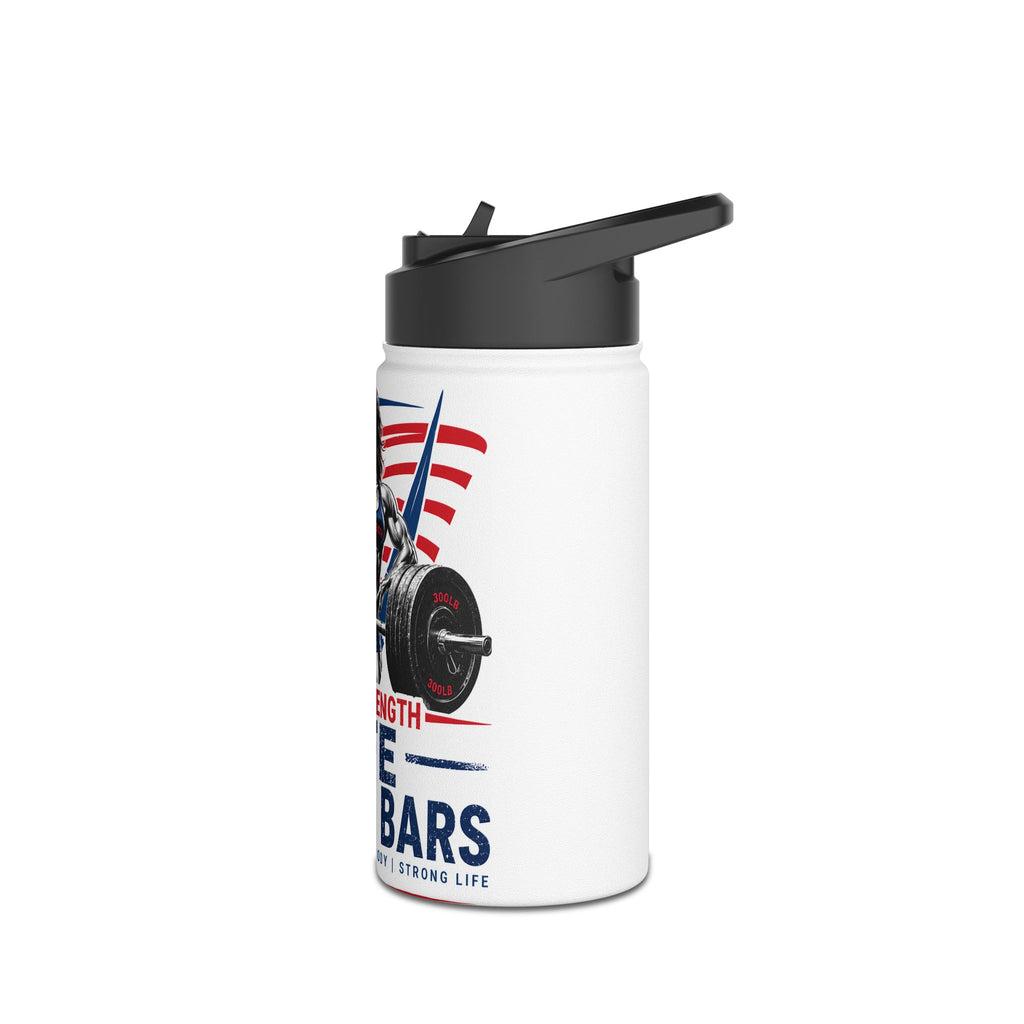 Stainless Steel Water Bottle — "Life Behind Bars" Strength Weightlifting Design