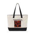 Halloween Horror Canvas Tote Bag - "Life Behind Bars" Pumpkin Skull Gothic Zippered Tote