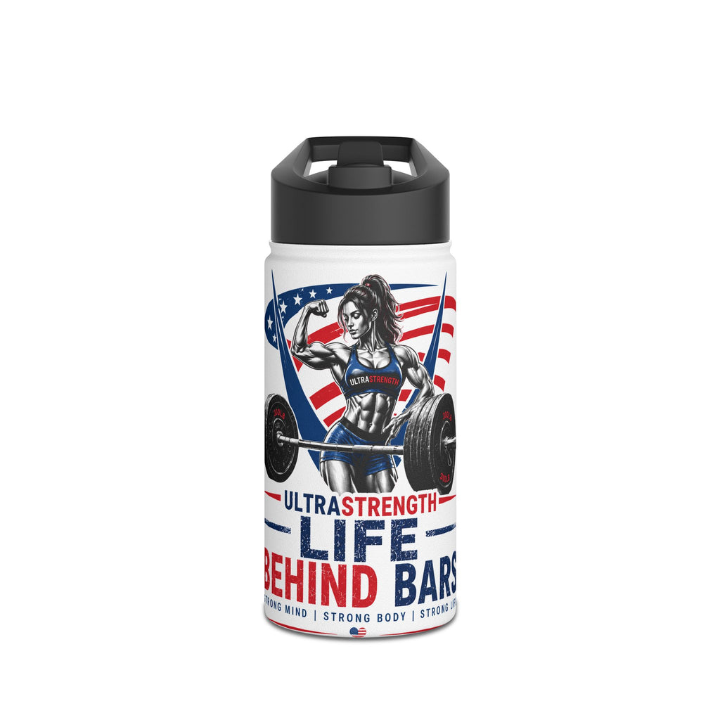 Stainless Steel Water Bottle — "Life Behind Bars" Strength Weightlifting Design