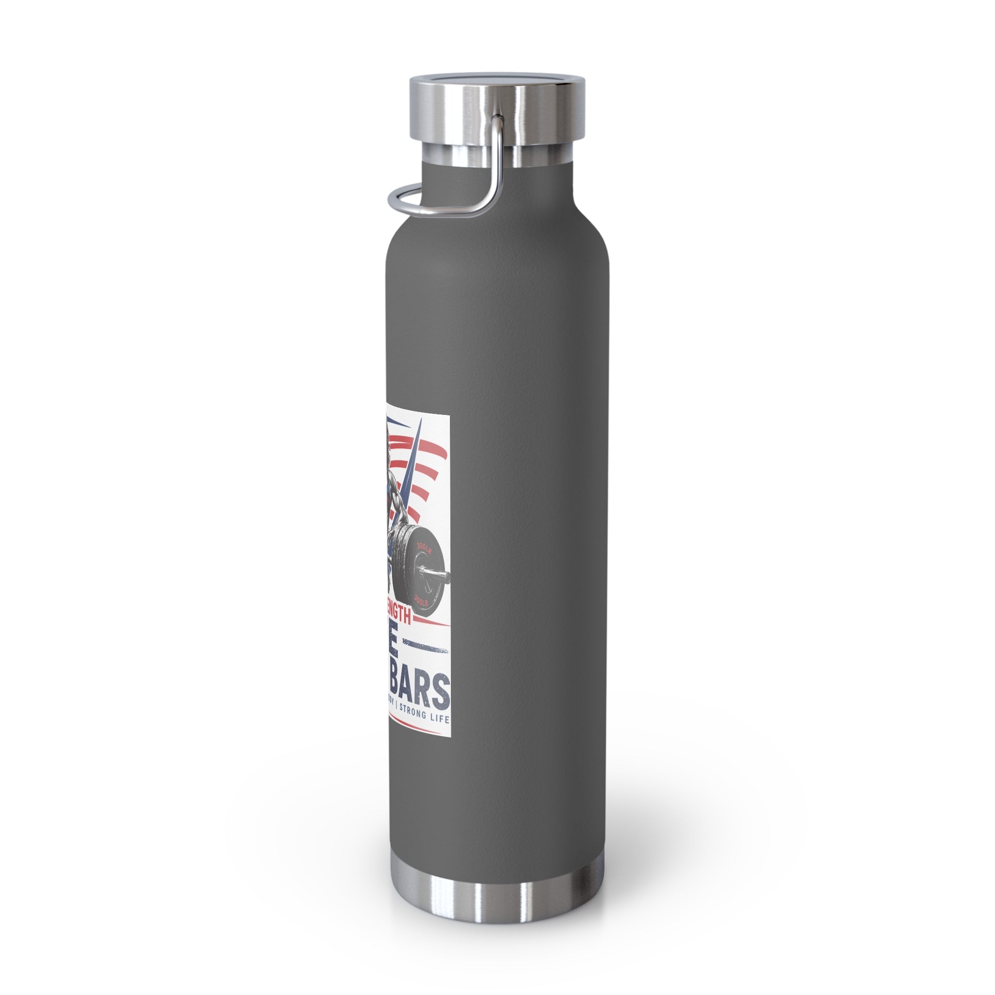 22oz Insulated Water Bottle — "Life Behind Bars" Weightlifting Patriotic Design