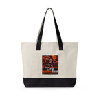 Halloween Horror Canvas Tote Bag - "Life Behind Bars" Pumpkin Skull Gothic Zippered Tote