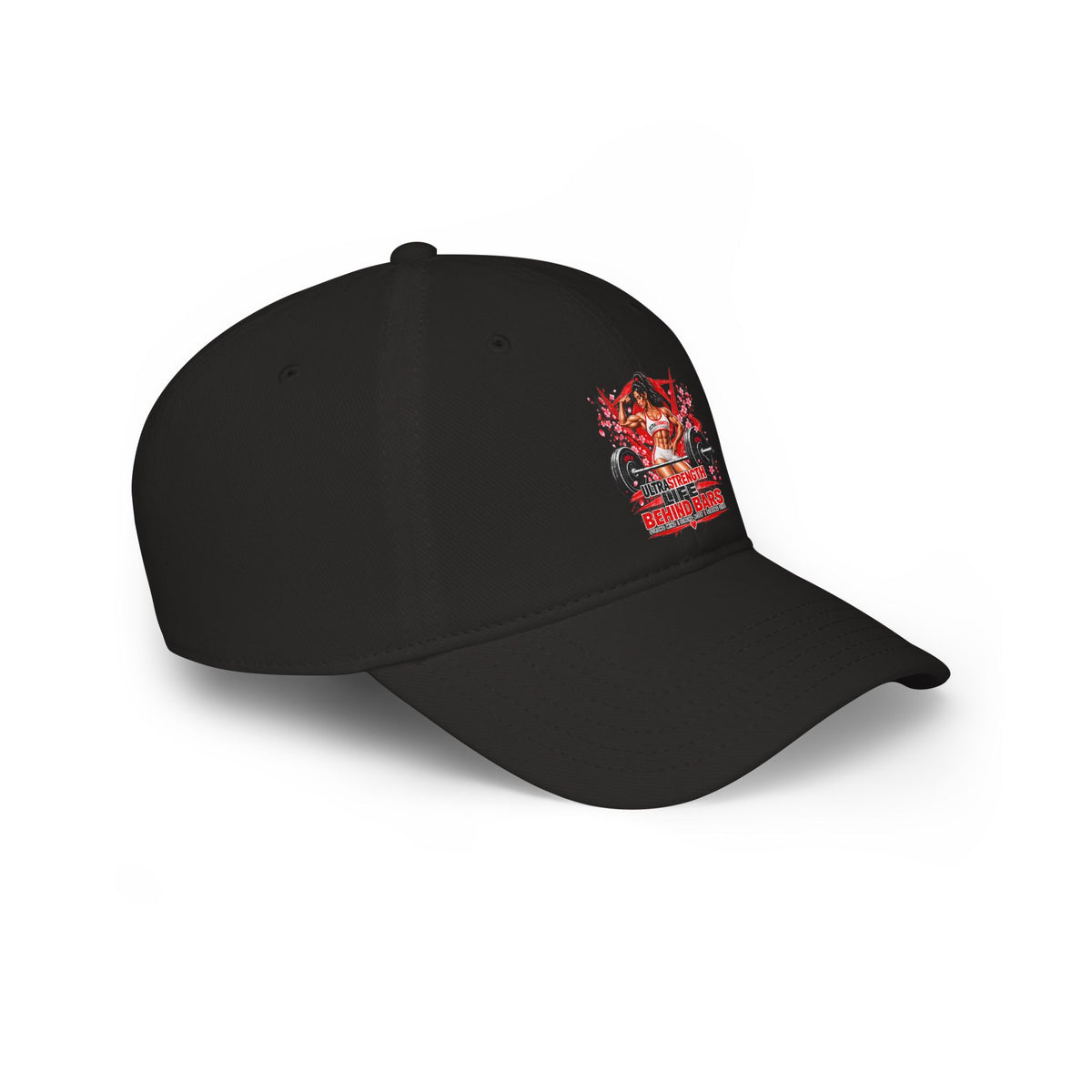 Low Profile Baseball Cap — 'Behind Bars' Biker Pin-Up Graphic Hat