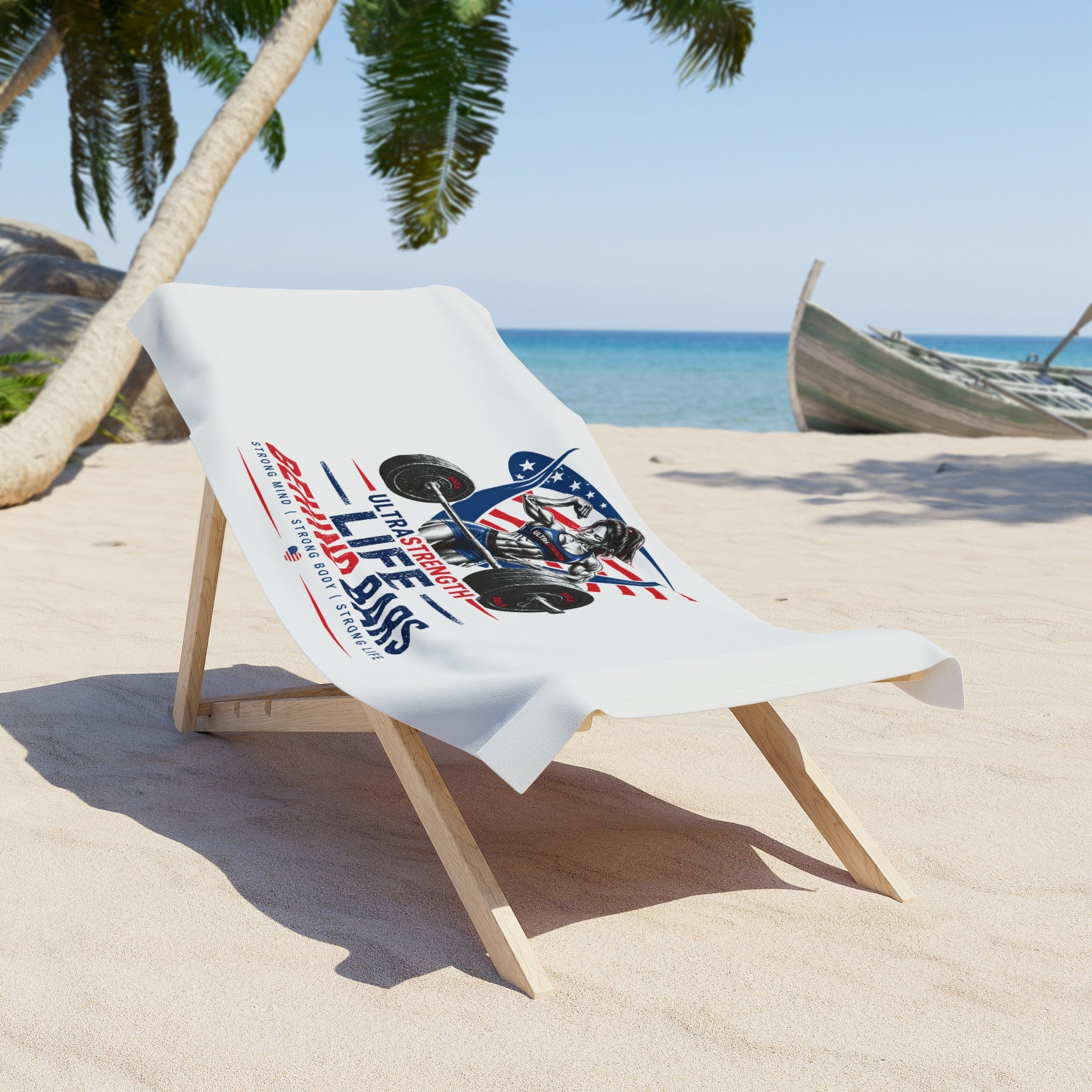 Life Behind Bars Fitness Beach Towel — American Flag Weightlifting Design