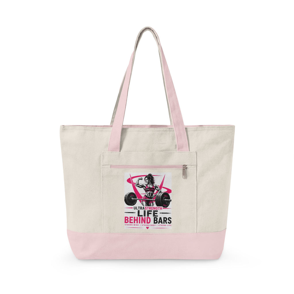 Vintage Motorcycle 'Life Behind Bars' Zippered Canvas Tote