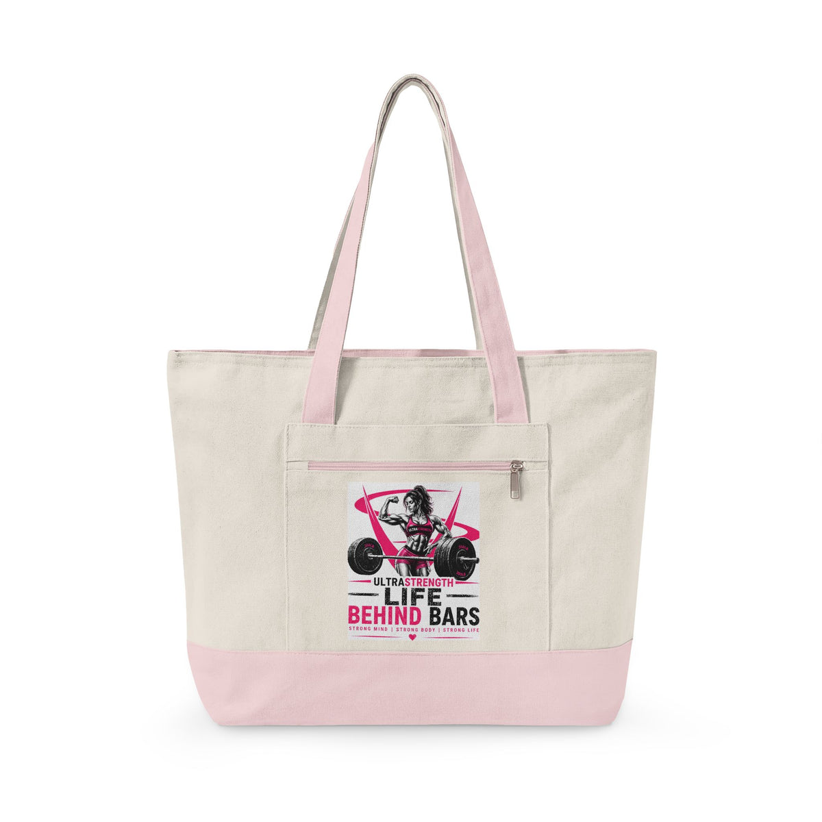 Vintage Motorcycle 'Life Behind Bars' Zippered Canvas Tote
