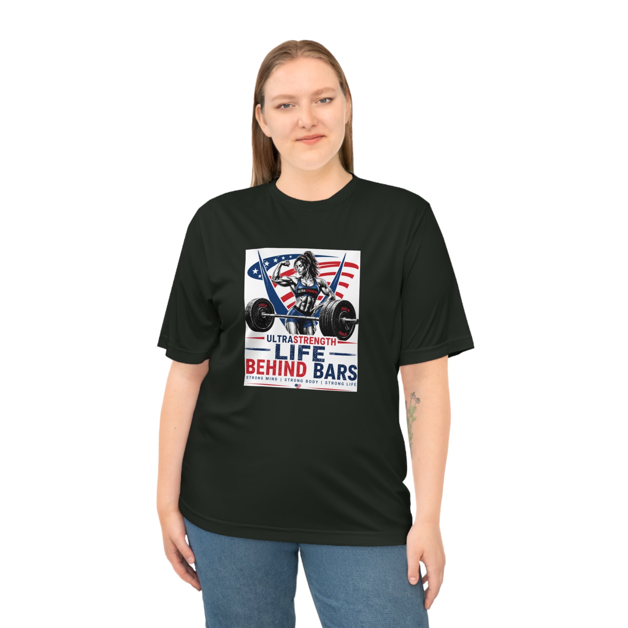 Life Behind Bars Weightlifting T-Shirt — American Flag Strength Tee