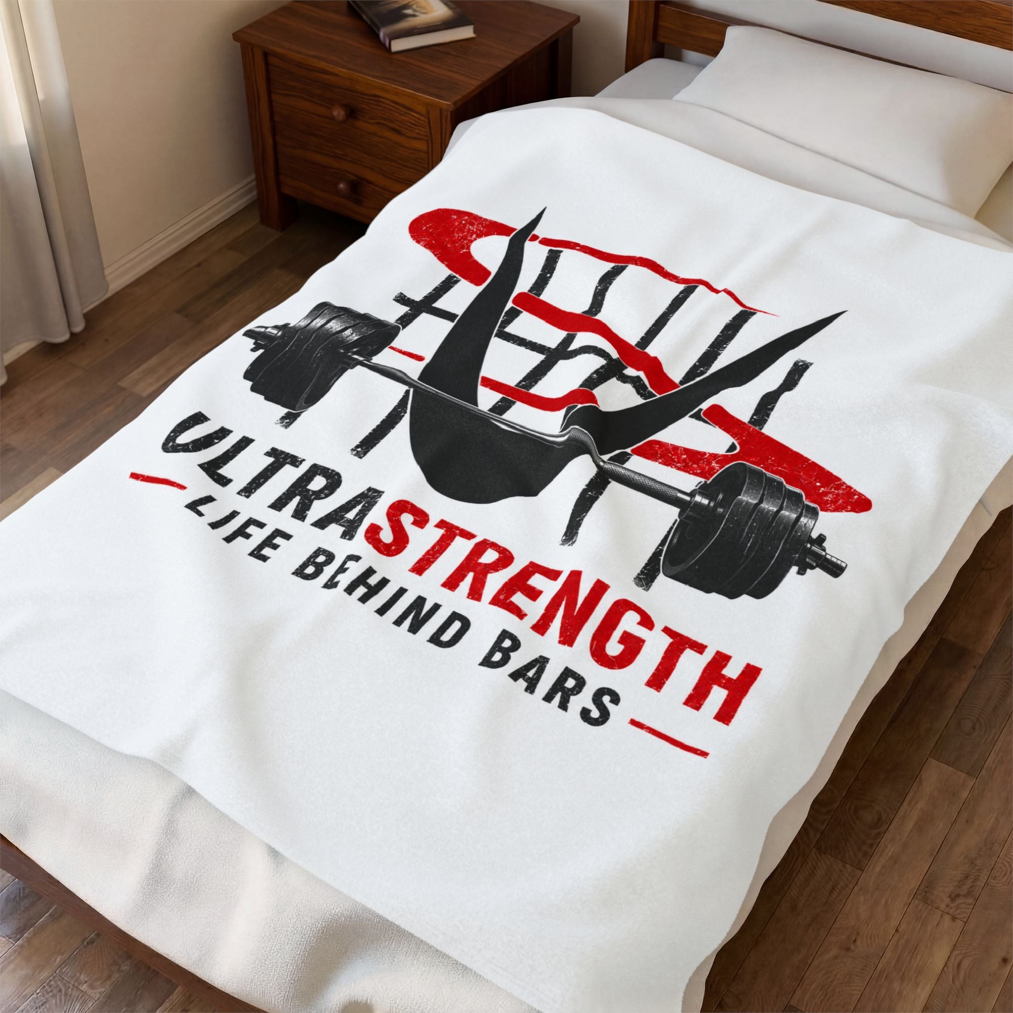 Velveteen Plush Blanket — Ultra Strength “Life Behind Bars” Weightlifting Throw