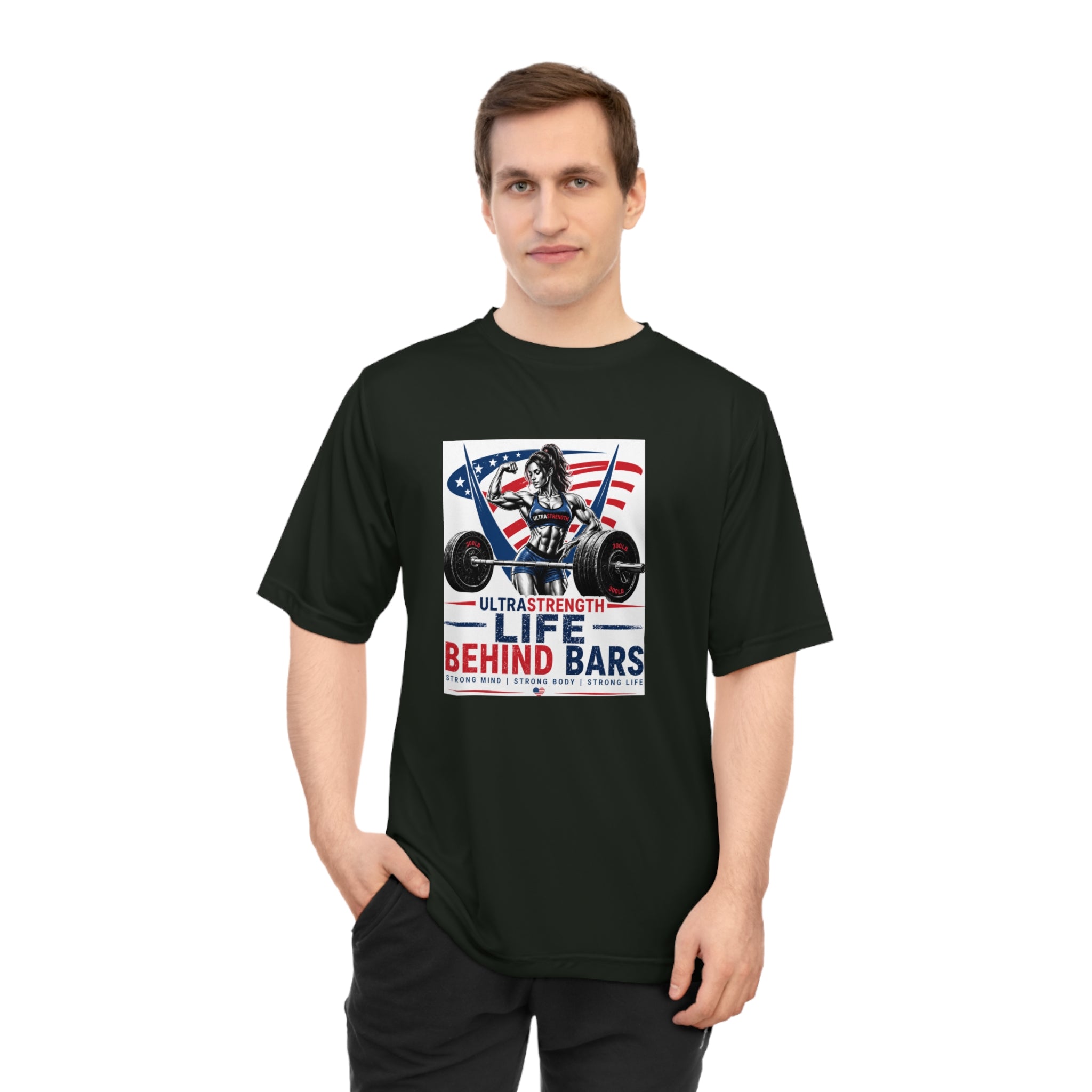 Life Behind Bars Weightlifting T-Shirt — American Flag Strength Tee