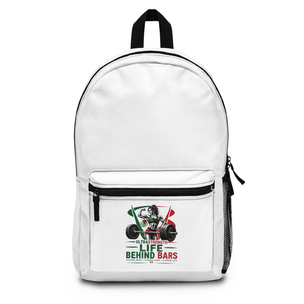 Weightlifting Backpack — "Ultrastrength Life" Gym Bag with Barbell Athlete Design