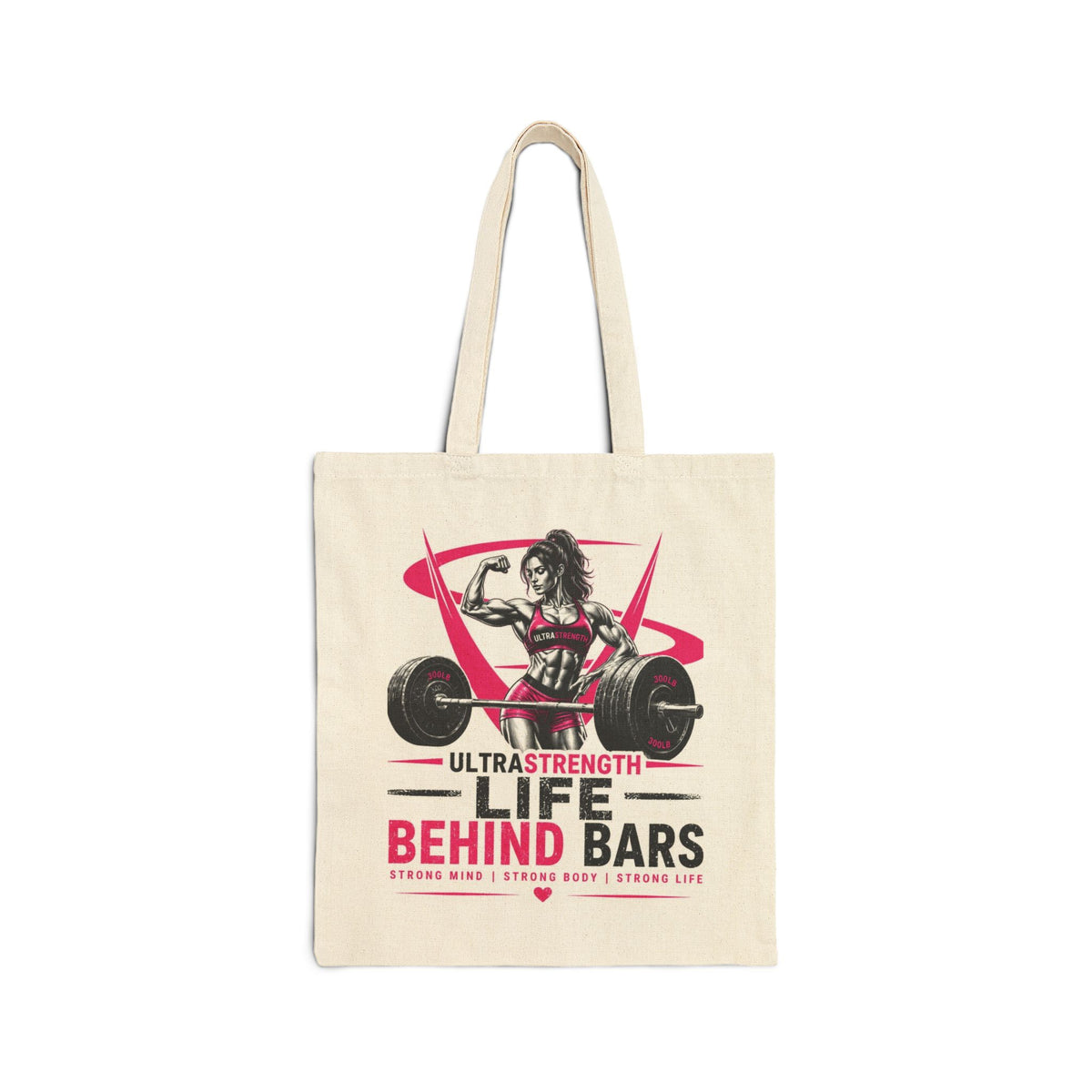 Tote Bag — “Life Behind Bars” Weightlifting Cotton Canvas Tote