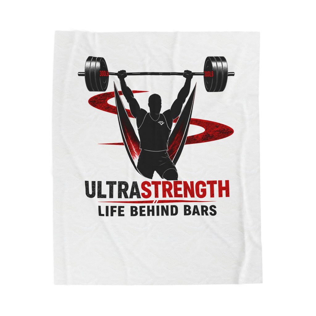 Ultrastrength "Life Behind Bars" Velveteen Plush Blanket - Weightlifting Barbell Gift