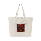 Halloween Horror Canvas Tote Bag - "Life Behind Bars" Pumpkin Skull Gothic Zippered Tote