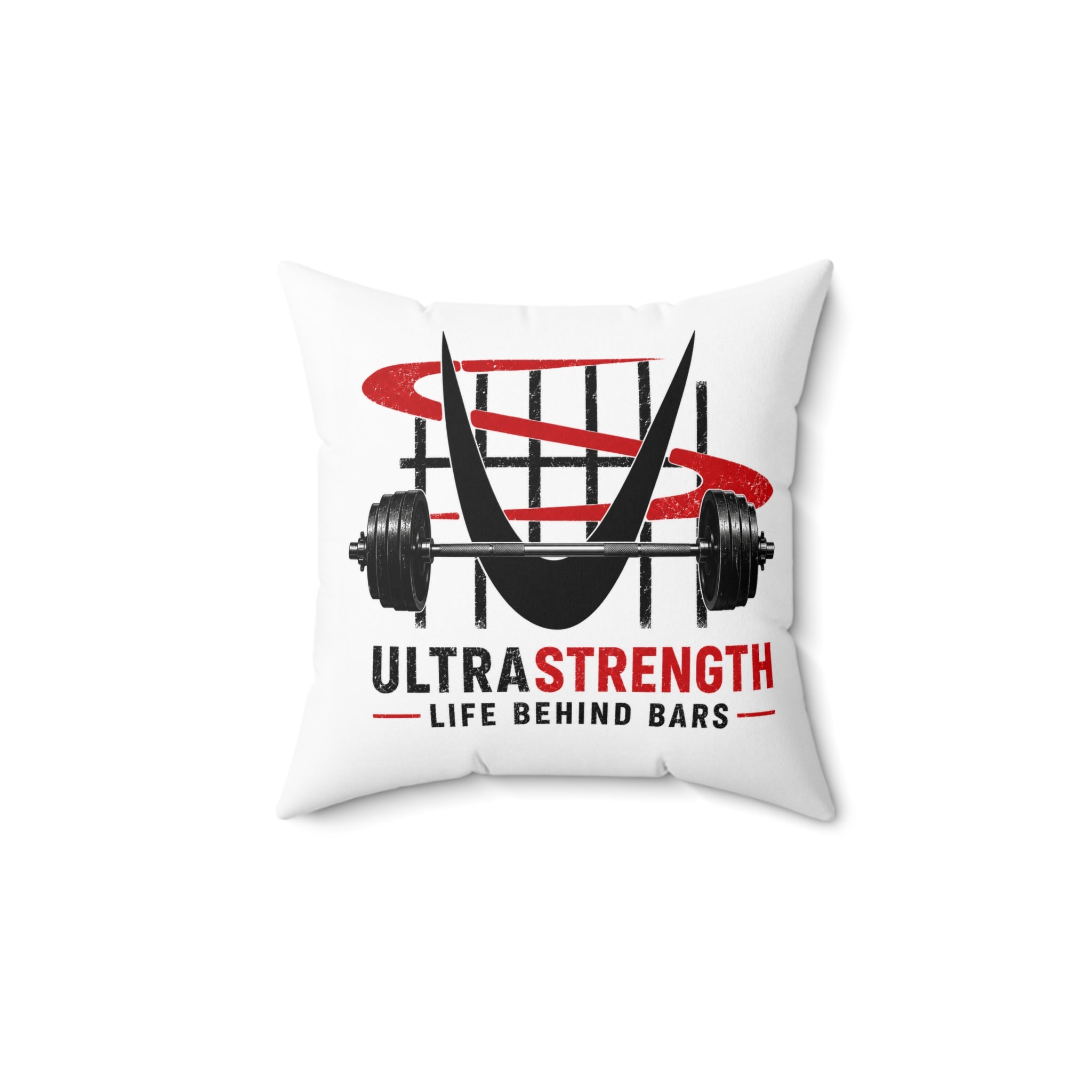 UltraStrength 'Life Behind Bars' Gym Pillow — Fitness Weightlifting Decorative Cushion
