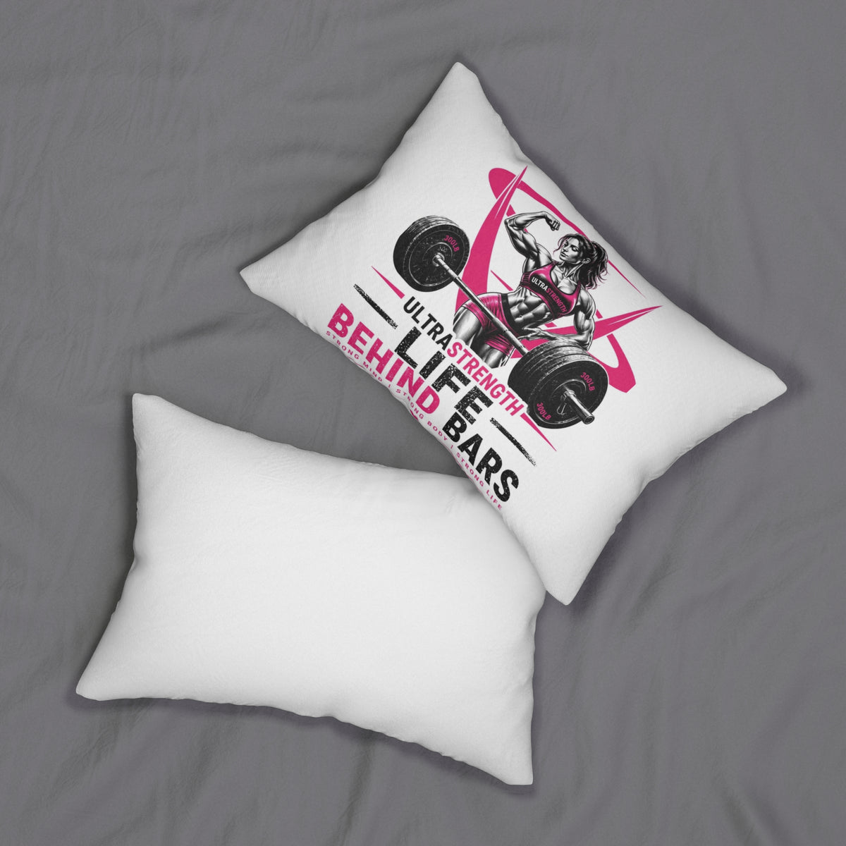 Fitness Barbell Lumbar Pillow — “Life Behind Bars” Strength Training Decor