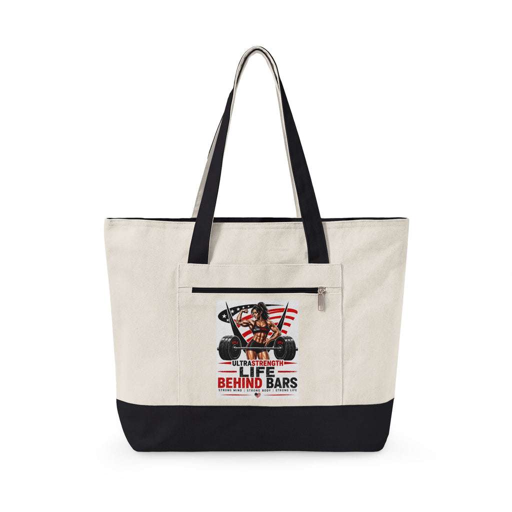 Canvas Tote Bag — “Life Behind Bars” Biker American Flag Design