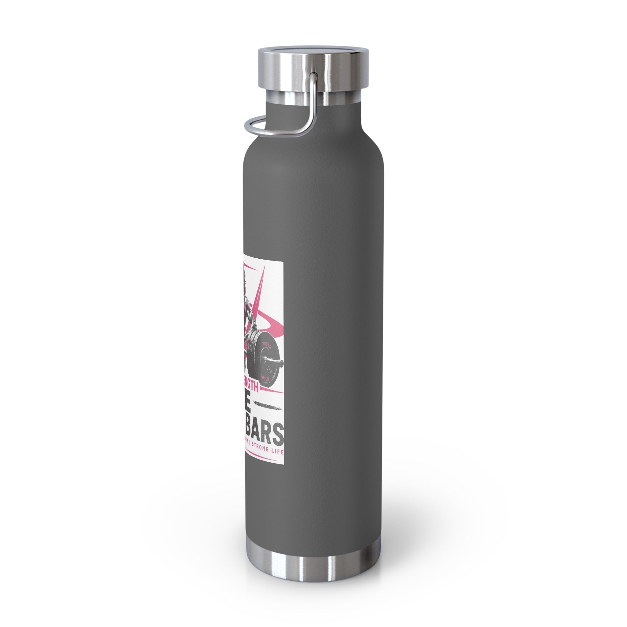 22oz Copper Vacuum Water Bottle — "Life Behind Bars" Weightlifting Design