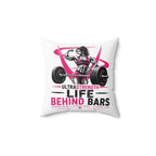 Square Pillow — "Life Behind Bars" Weightlifting Design (Women’s Fitness Home Décor)