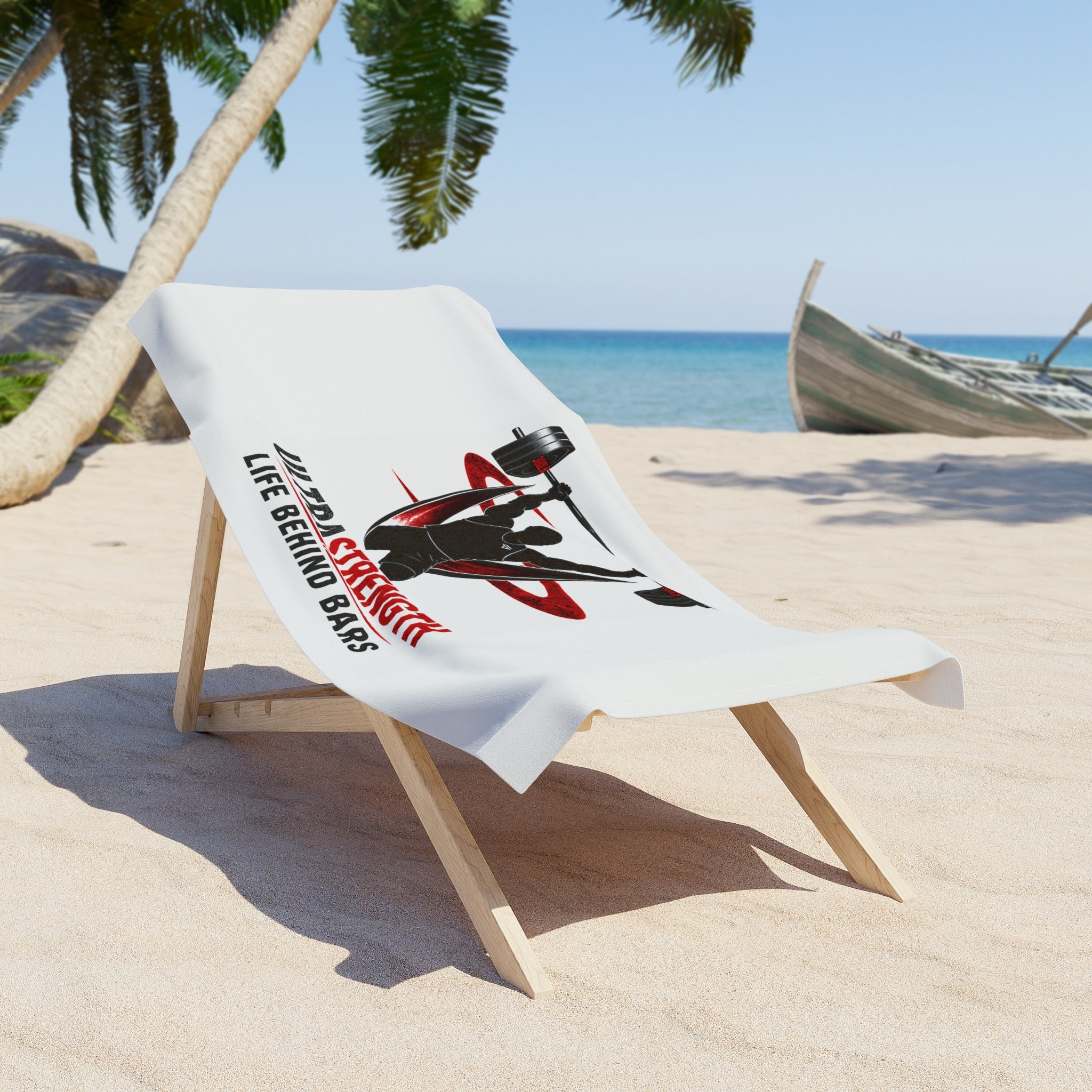 Beach Towel — UltraStrength “Life Behind Bars” Weightlifting Design