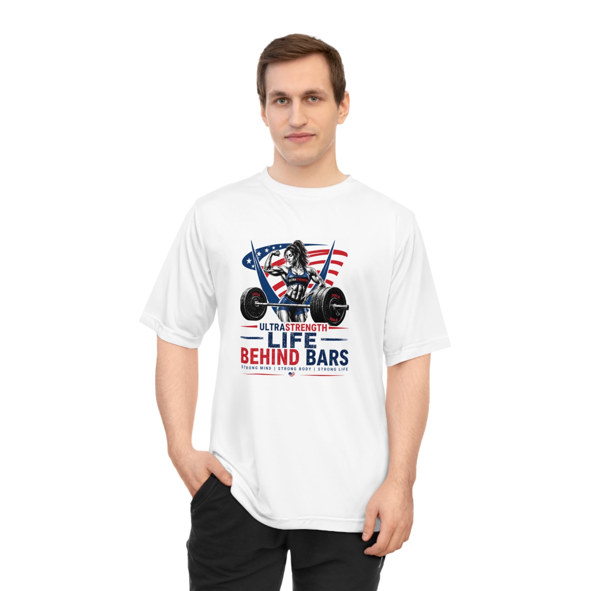 Life Behind Bars Weightlifting T-Shirt — American Flag Strength Tee
