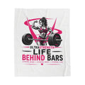 Velveteen Plush Blanket — "Life Behind Bars" Weightlifting Design (UltraStrength Fitness Throw)
