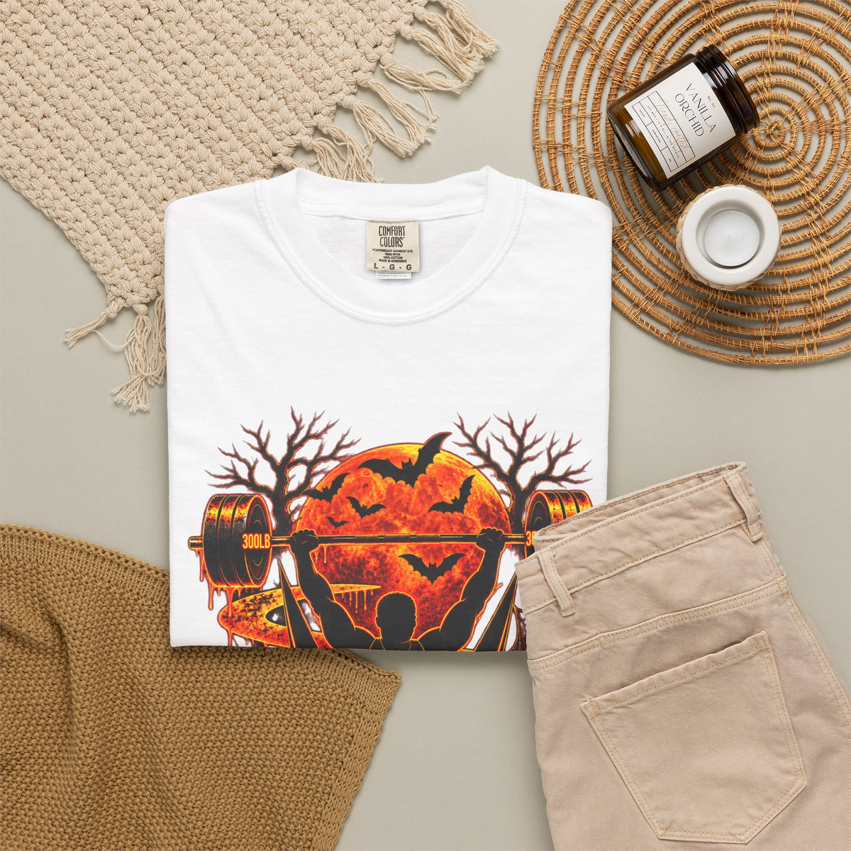 Halloween Weightlifting T-Shirt — 'Strength Lies Behind Fear' Graphic Tee