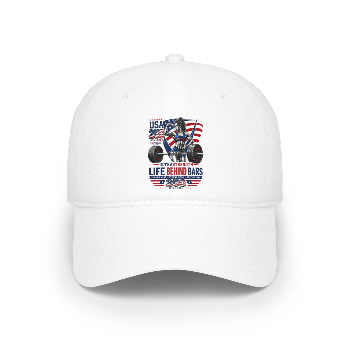 American Weightlifting Cap - 'Life Begins at the Bars' Low Profile Baseball Hat