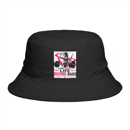 Bucket Hat — "Life Behind Bars" Weightlifting Retro Graphic