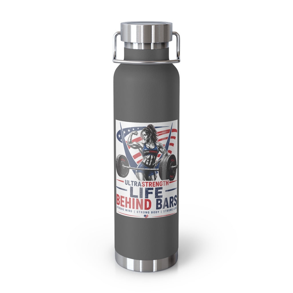 22oz Insulated Water Bottle — "Life Behind Bars" Weightlifting Patriotic Design