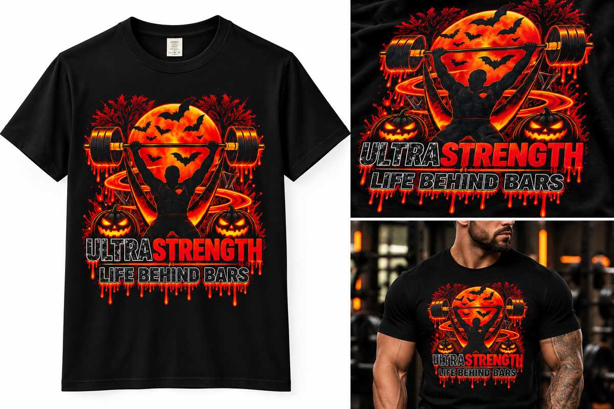 Strength Training T-Shirt — "Ultra Strength: Life Behind Bars" Gym Tee