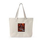 Halloween Horror Canvas Tote Bag - "Life Behind Bars" Pumpkin Skull Gothic Zippered Tote